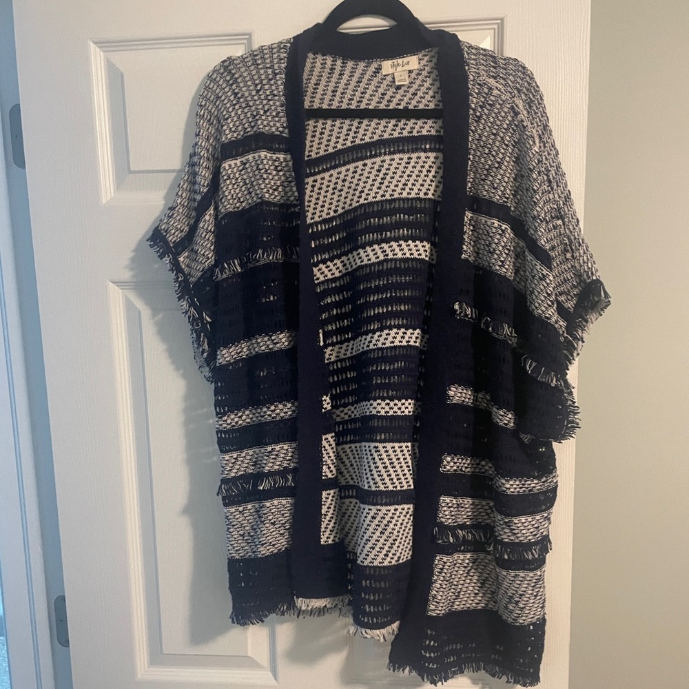 Navy and White Striped Cardigan